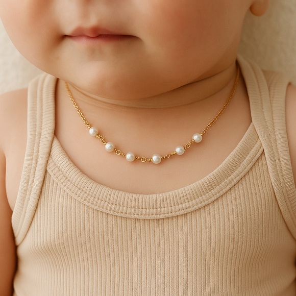 Elegant Gold and Pearl baby and Kids Necklace